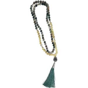 Gold Rutilated Quartz Mala Bead Necklace with tassel
